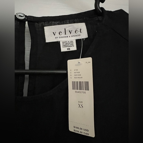 Velvet by Graham & Spencer for Anthropologie  Black Short Sleeve Linen Dress NWT - Picture 2 of 6